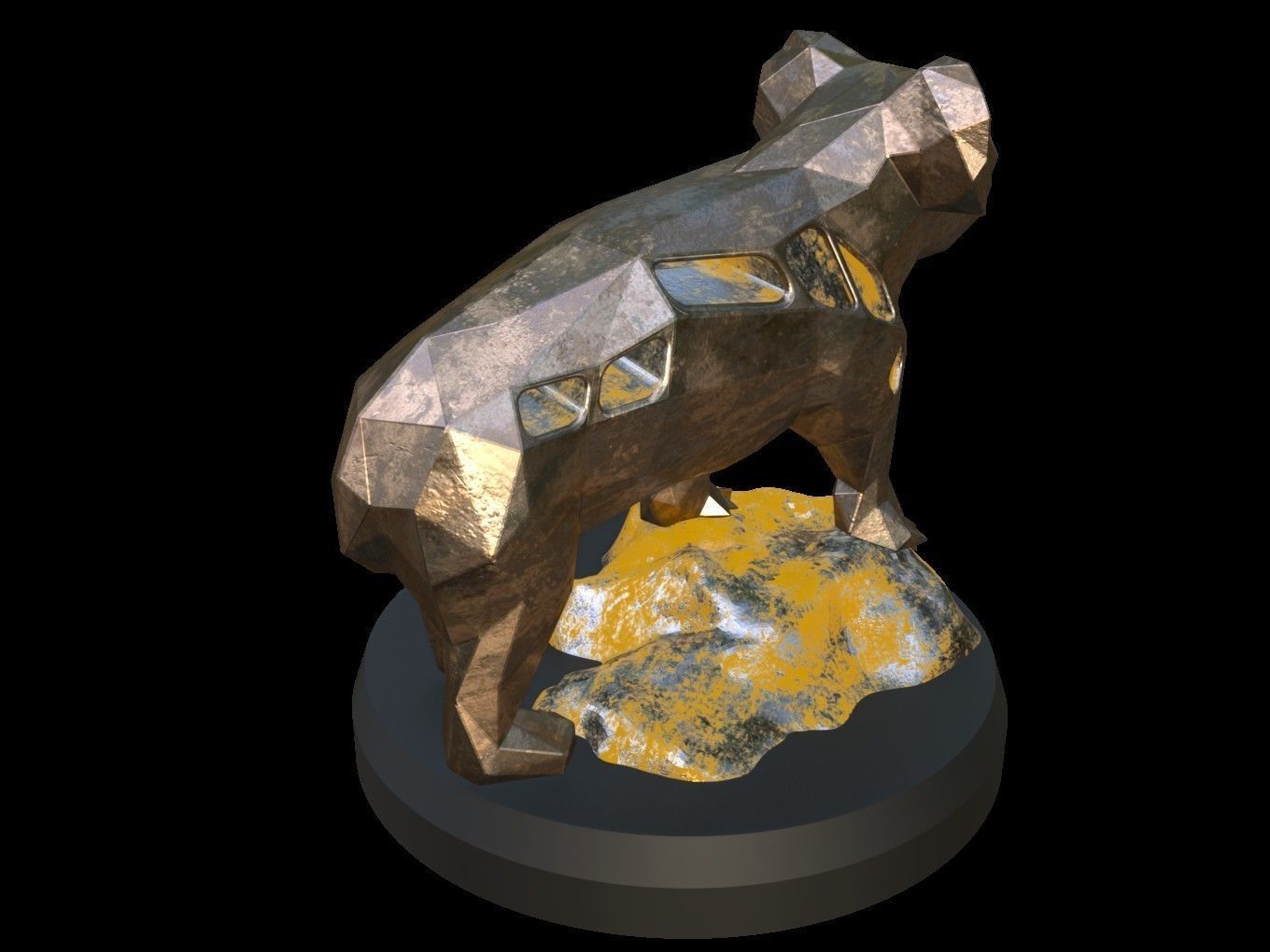 Steampunk Koala Rock Low-poly 3D model_5