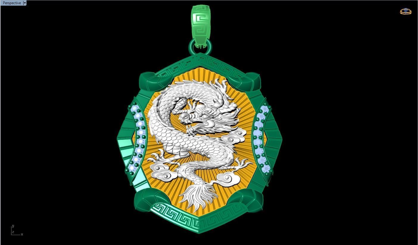 Dragon pendant - Mens pendant - N1045 3D print model_4