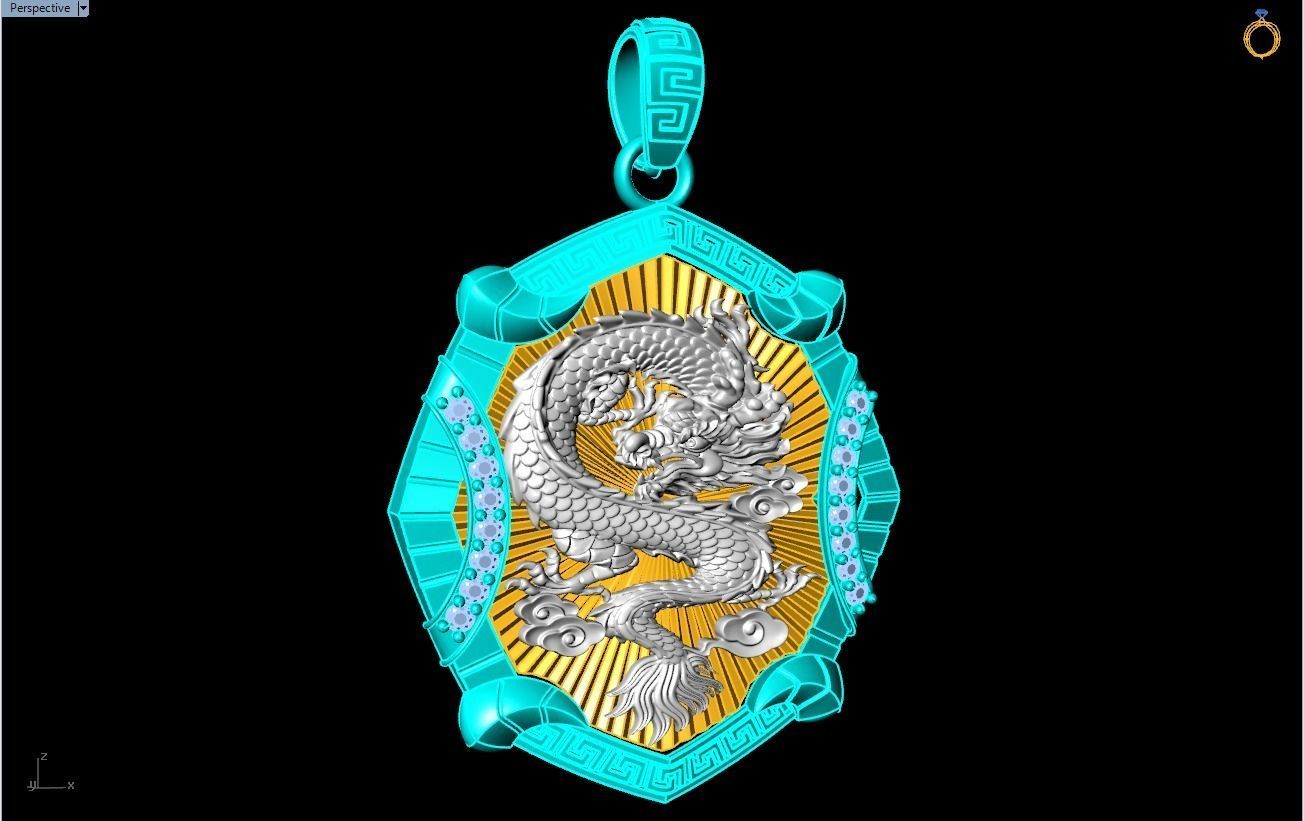 Dragon pendant - Mens pendant - N1045 3D print model_2