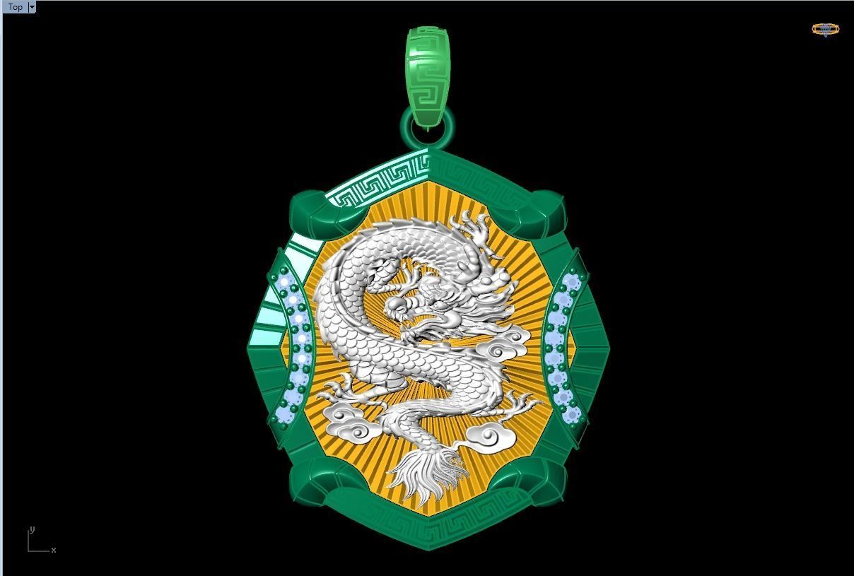 Dragon pendant - Mens pendant - N1045 3D print model_3
