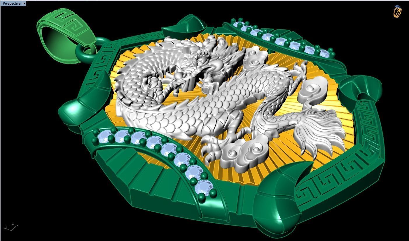 Dragon pendant - Mens pendant - N1045 3D print model_5