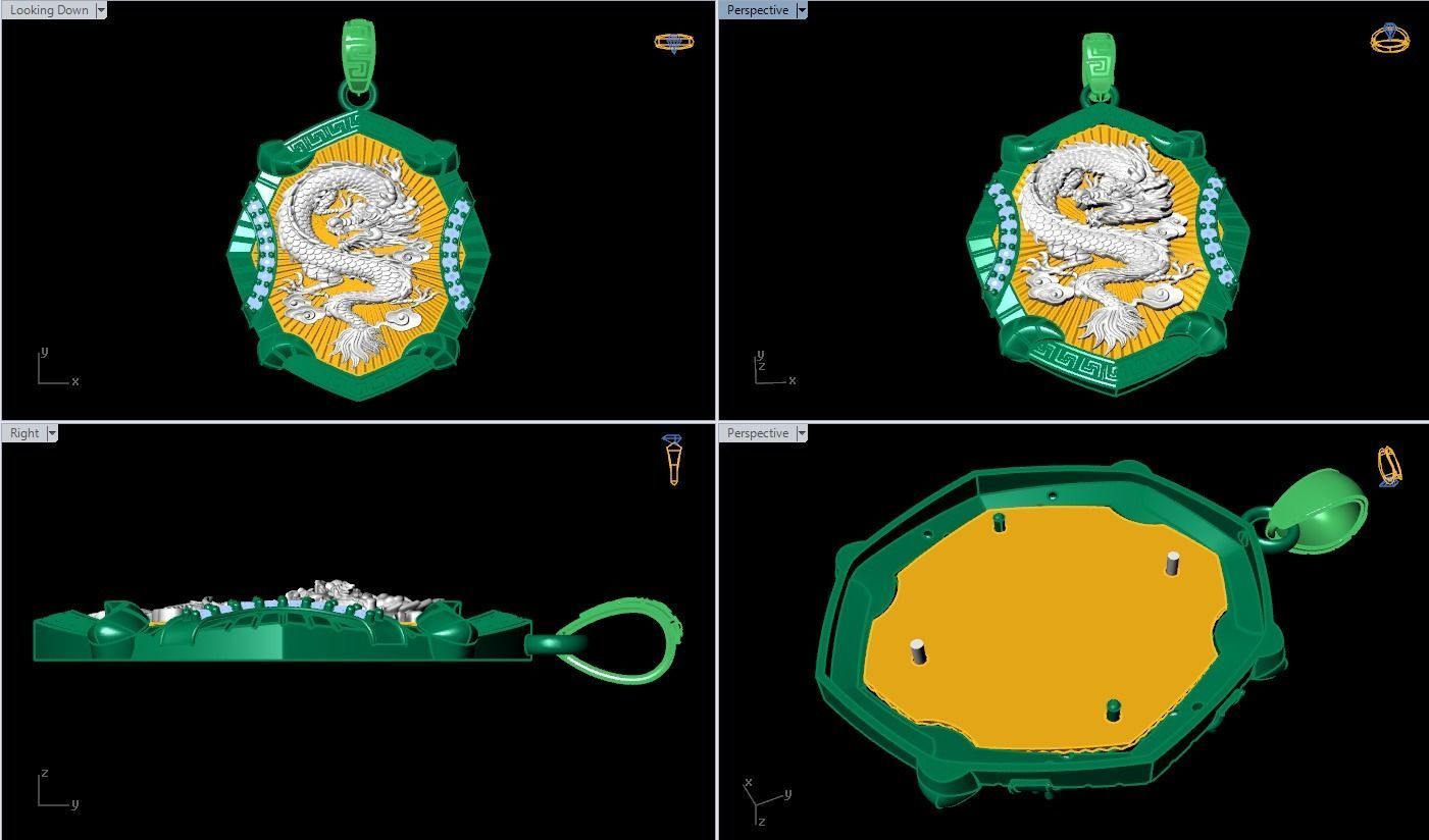 Dragon pendant - Mens pendant - N1045 3D print model_6