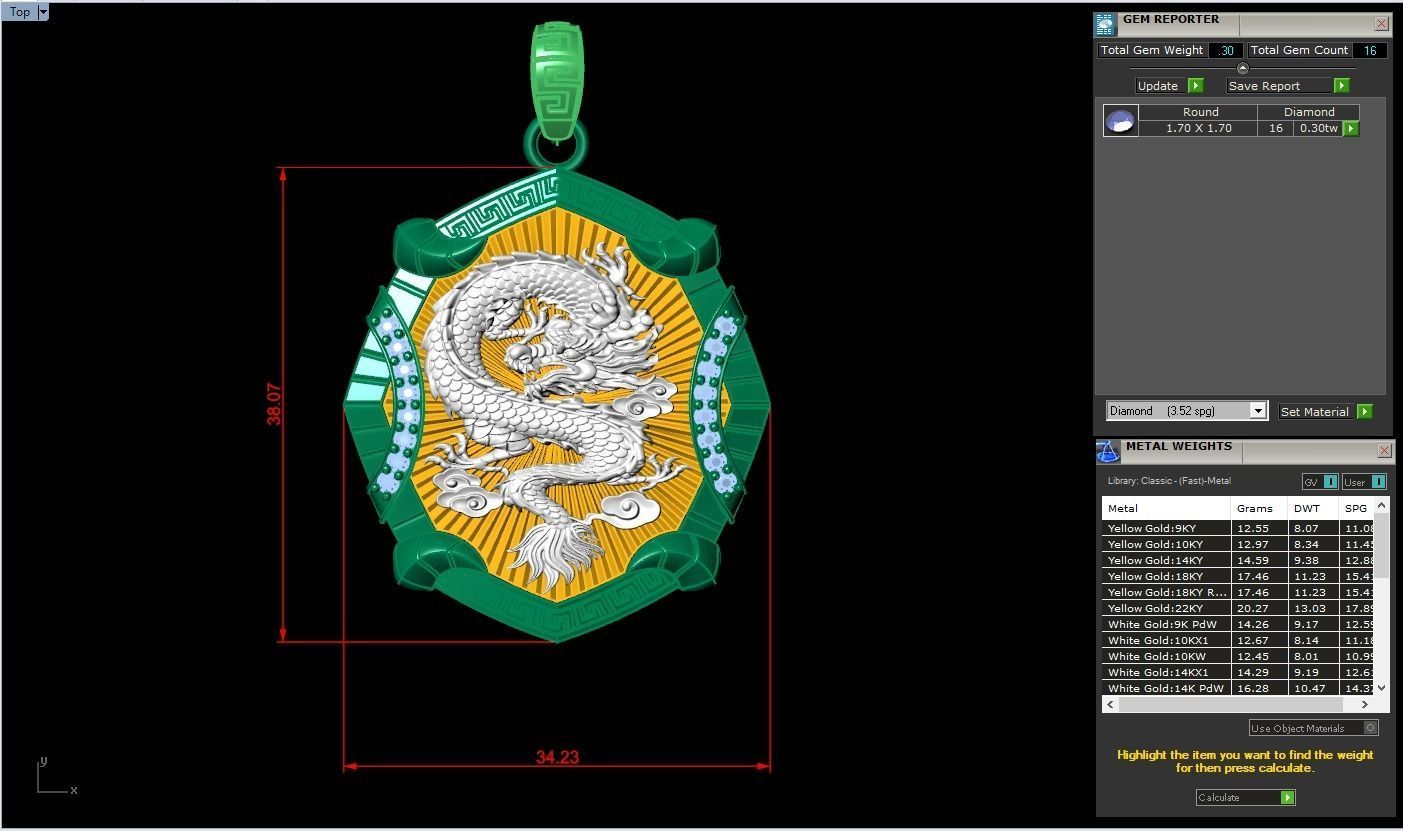 Dragon pendant - Mens pendant - N1045 3D print model_7