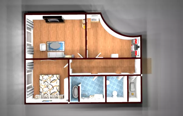 Bedroom floor plan of apartment 3D model_0