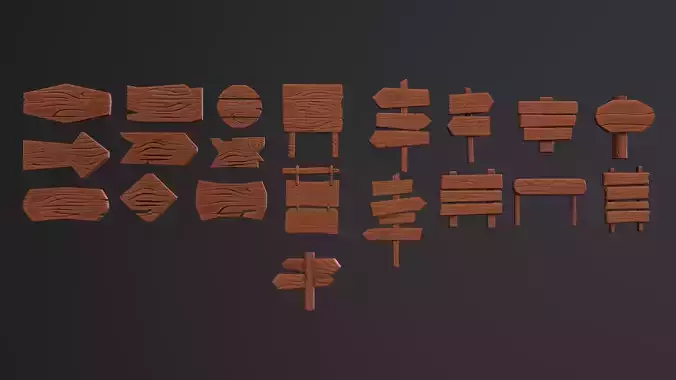 Wooden signs Stylized wood