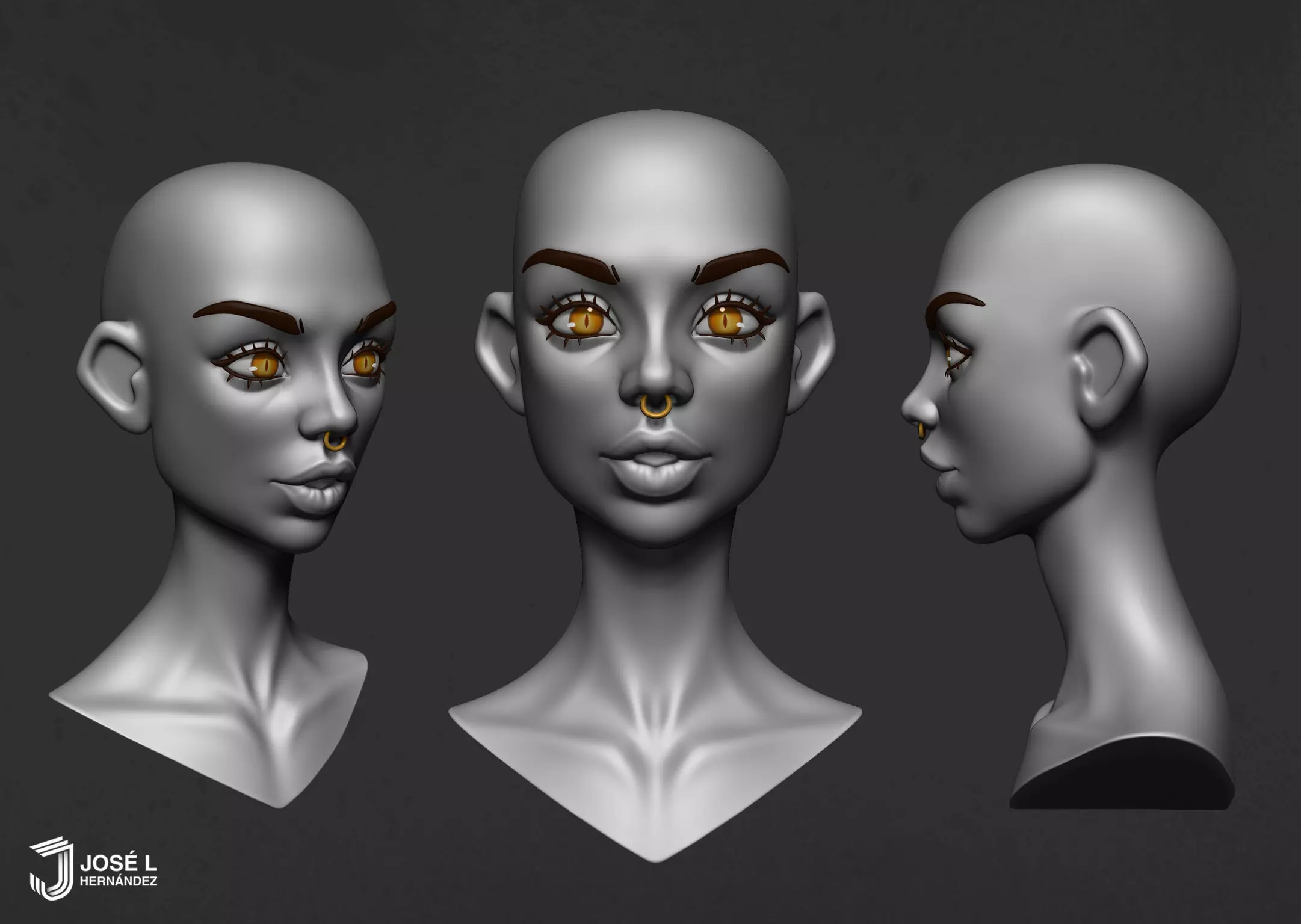 Basemesh - Stylized Female Head 3D model_0