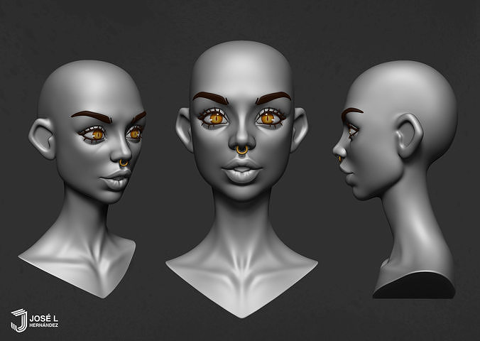 Basemesh - Stylized Female Head 3D model