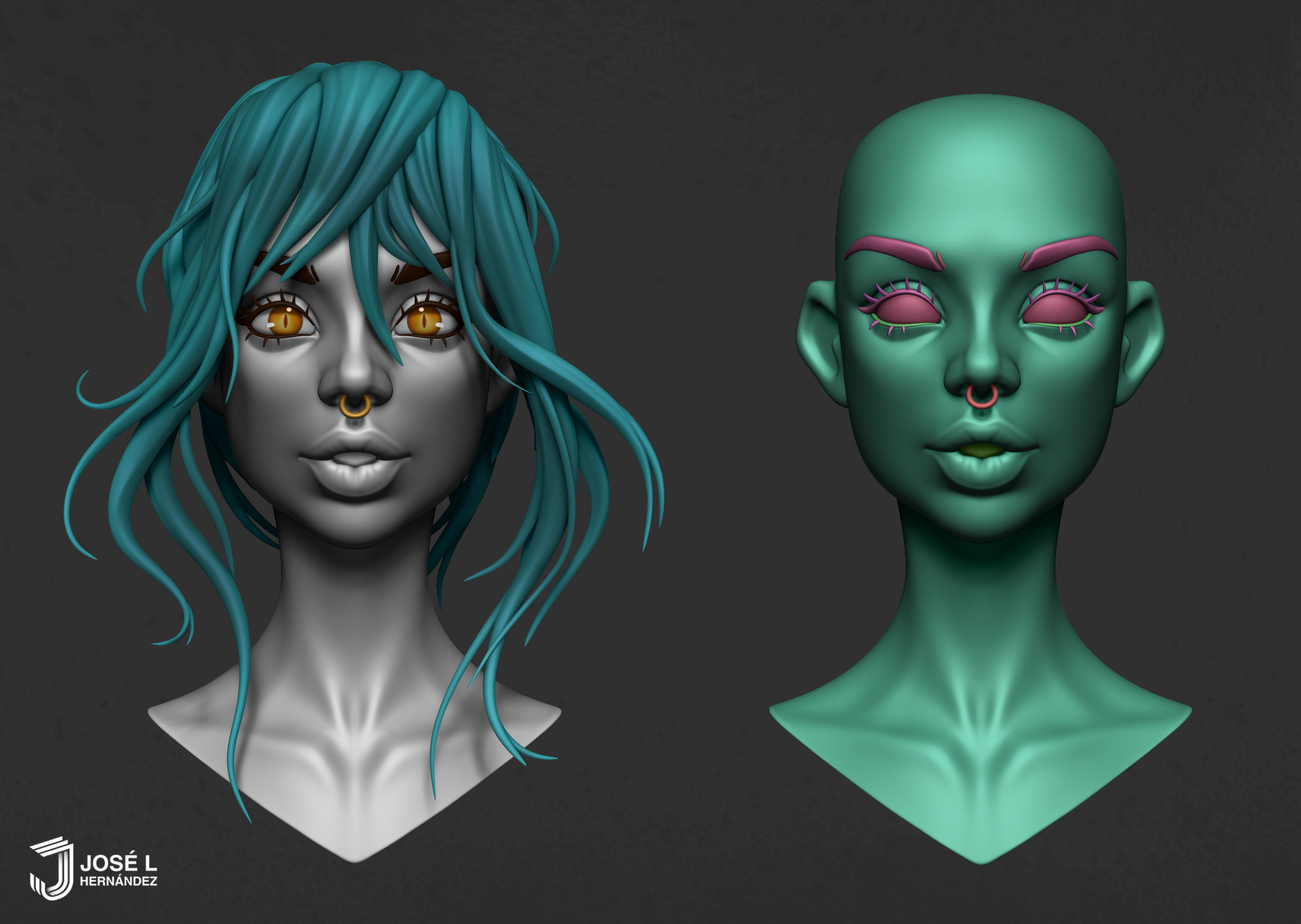 Basemesh - Stylized Female Head 3D model_1