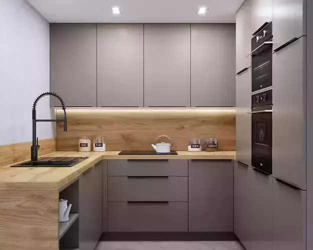 Kitchen Grey wood concrete black