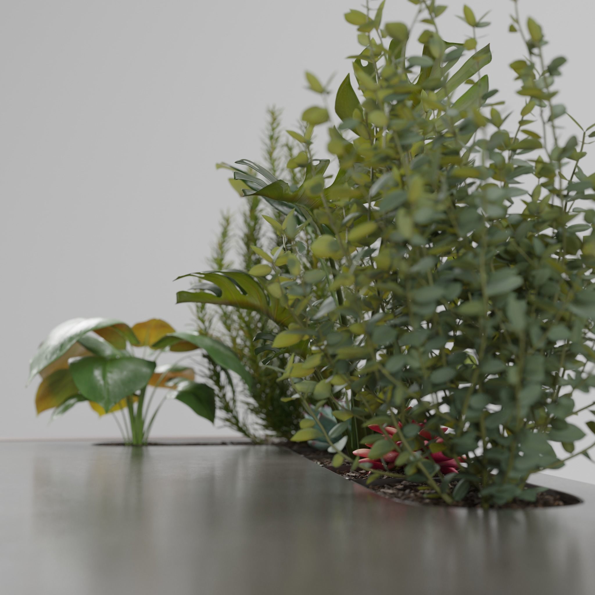 desk with plants 3D model_1