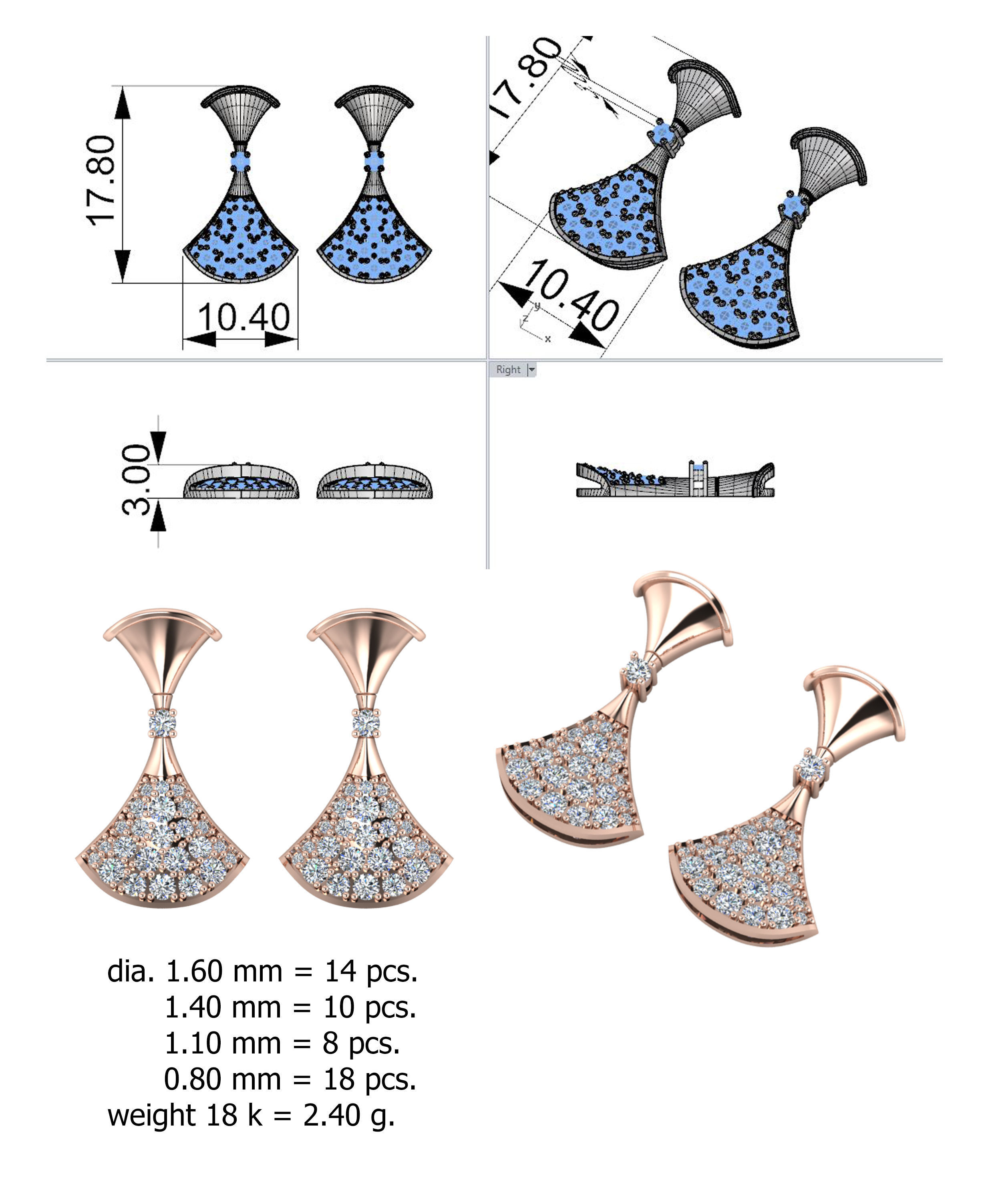 earring bvlgari 3D print model_2