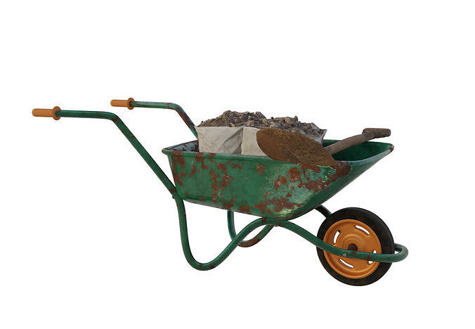 Wheelborrow for Garden exterior design or game  Low-poly 3D model