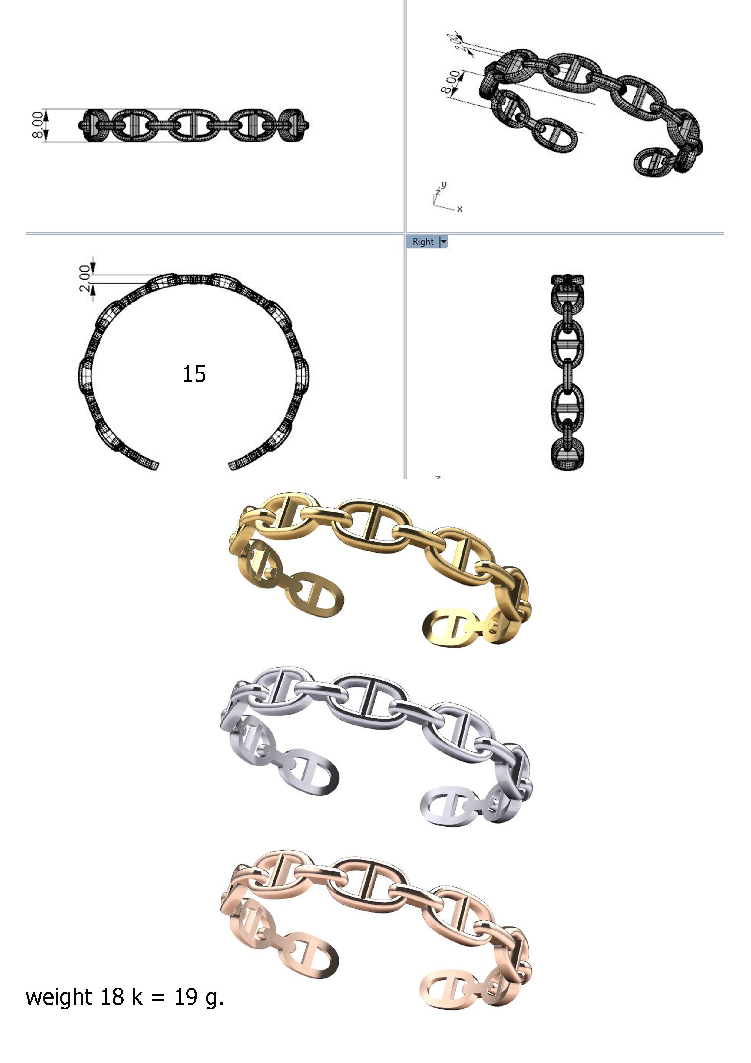 hermes bracelet 3D print model_3