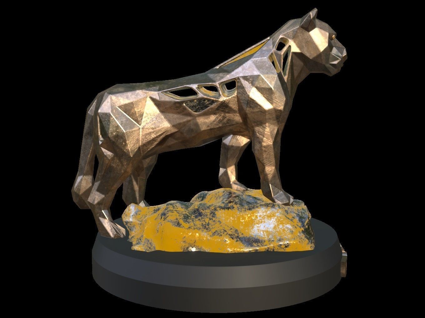 Steampunk Lioness Rock Low-poly 3D model_7
