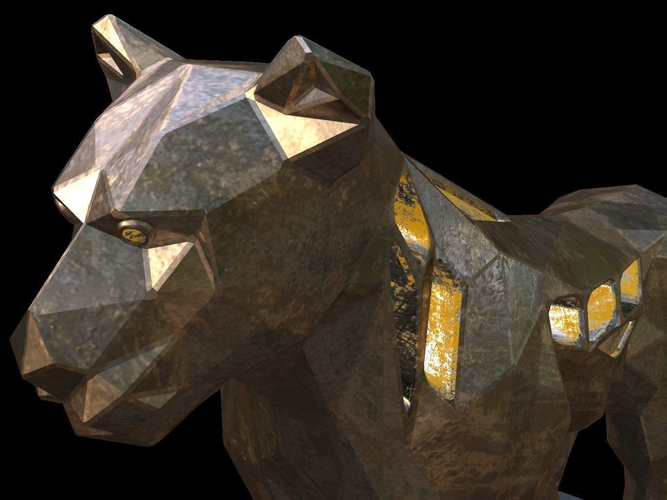 Steampunk Lioness Rock Low-poly 3D model_11
