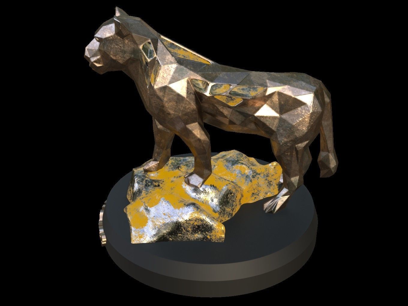 Steampunk Lioness Rock Low-poly 3D model_2