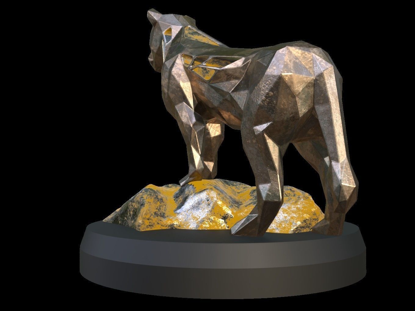 Steampunk Lioness Rock Low-poly 3D model_4