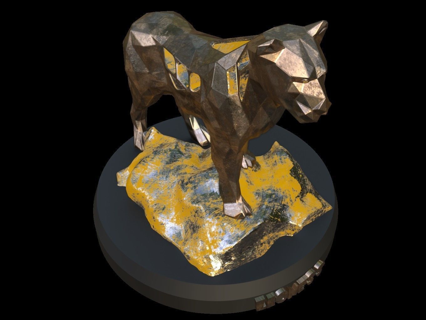 Steampunk Lioness Rock Low-poly 3D model_9