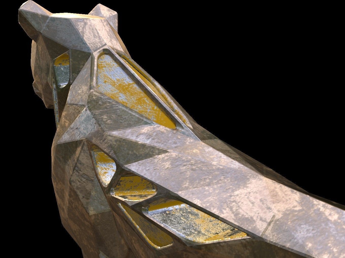 Steampunk Lioness Rock Low-poly 3D model_10