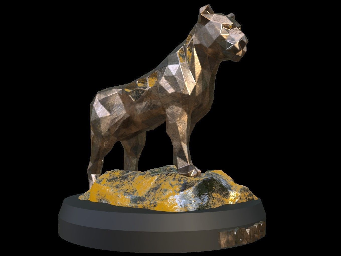 Steampunk Lioness Rock Low-poly 3D model_8