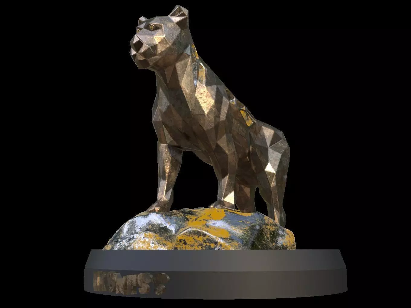 Steampunk Lioness Rock Low-poly 3D model_0