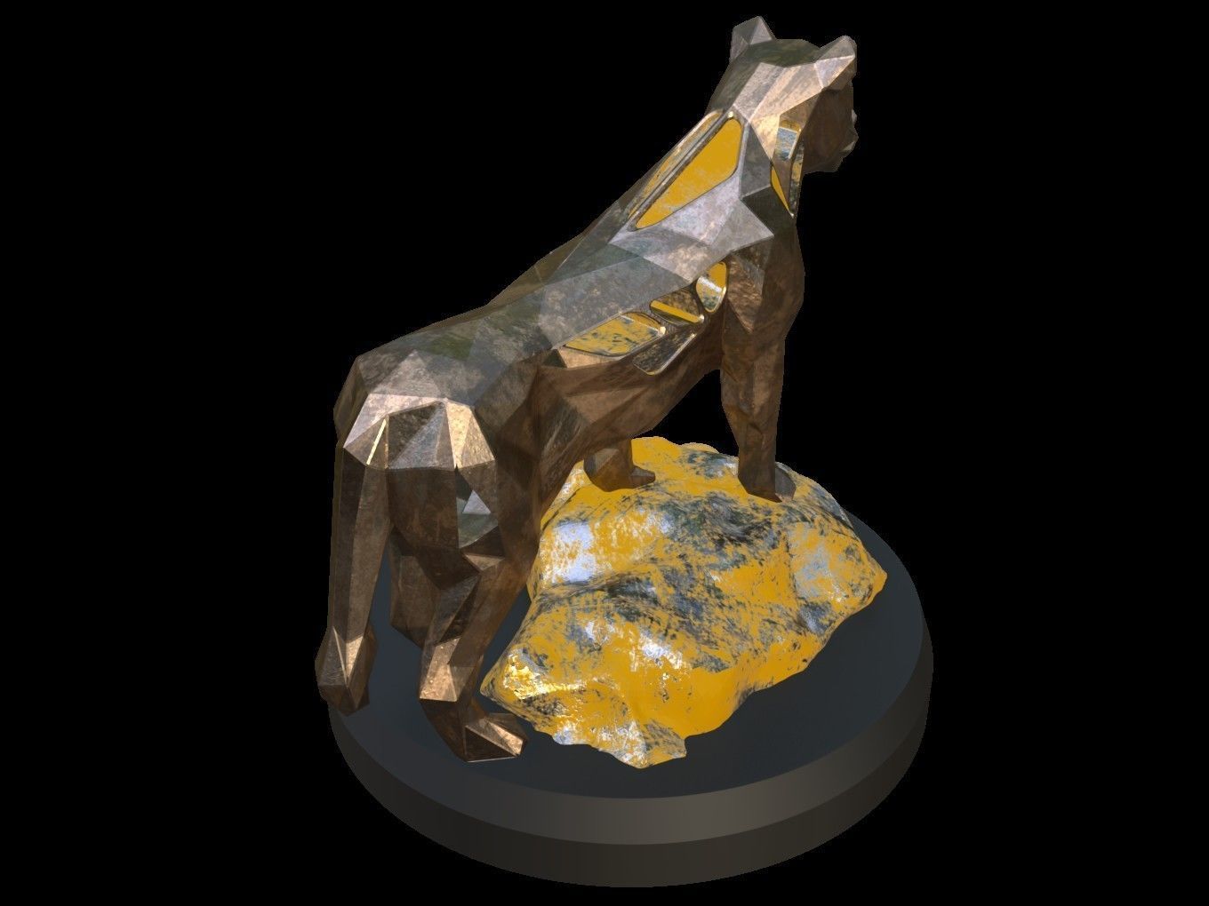 Steampunk Lioness Rock Low-poly 3D model_6