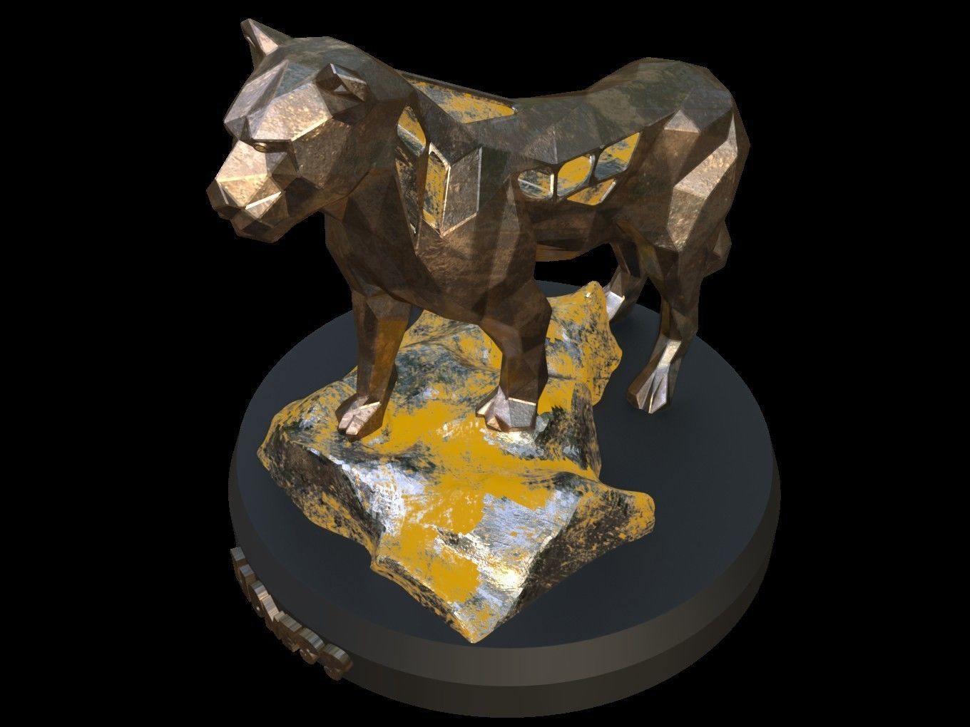 Steampunk Lioness Rock Low-poly 3D model_1