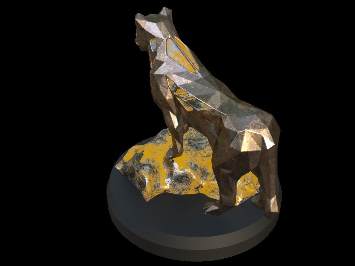 Steampunk Lioness Rock Low-poly 3D model_3