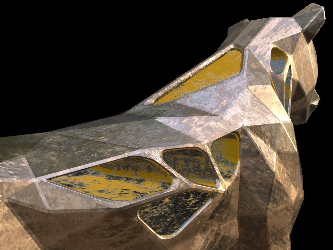 Steampunk Lioness Rock Low-poly 3D model_12