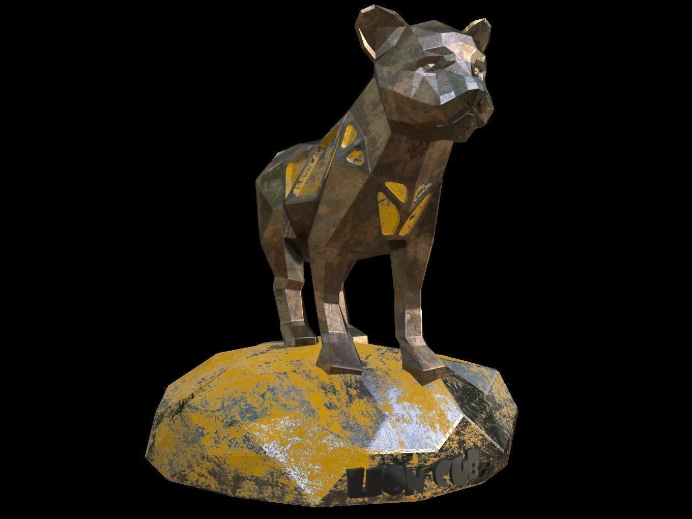 Steampunk Lion Cub Low-poly 3D model_16