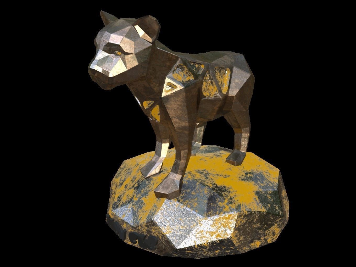 Steampunk Lion Cub Low-poly 3D model_6