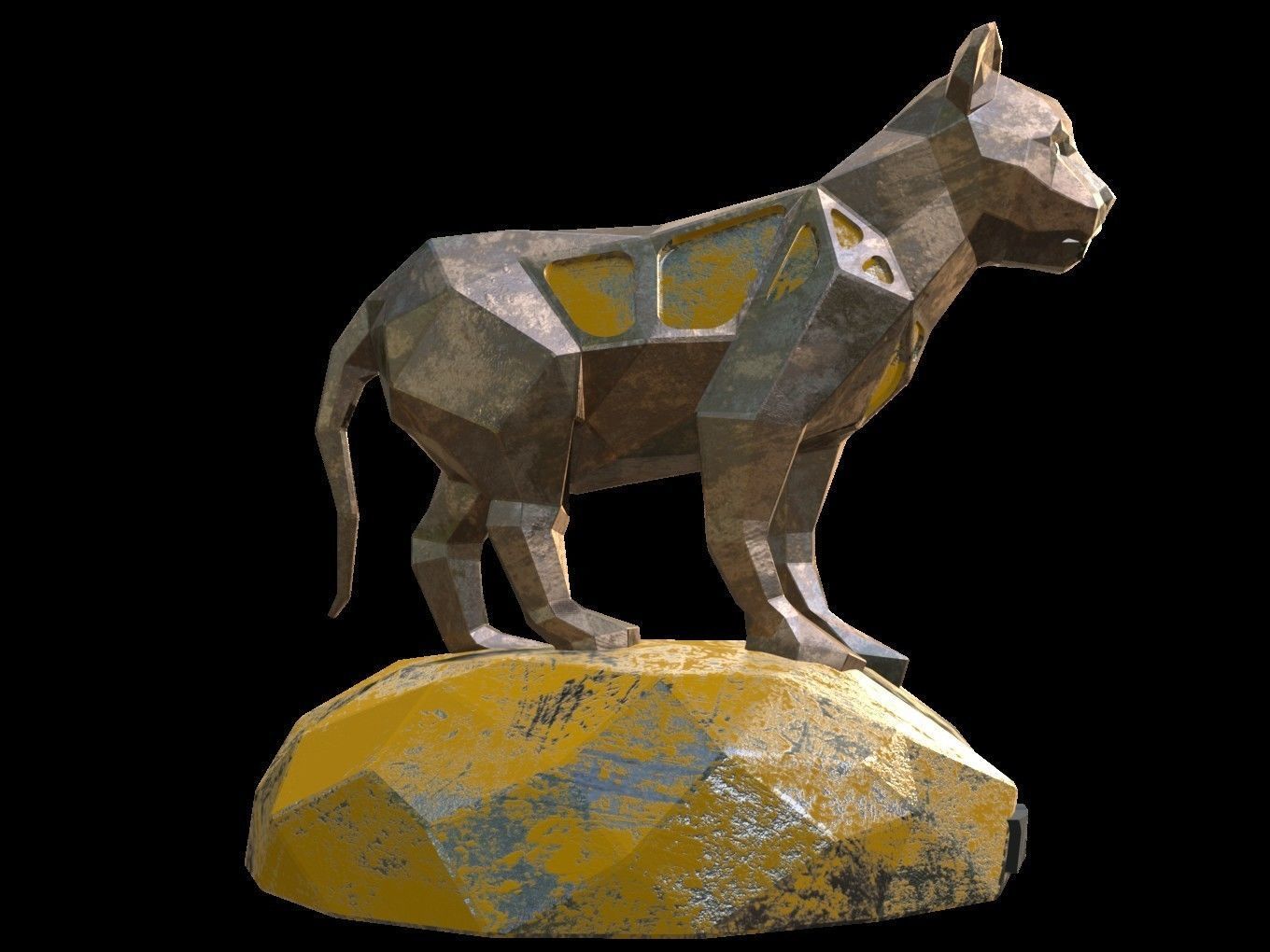 Steampunk Lion Cub Low-poly 3D model_4