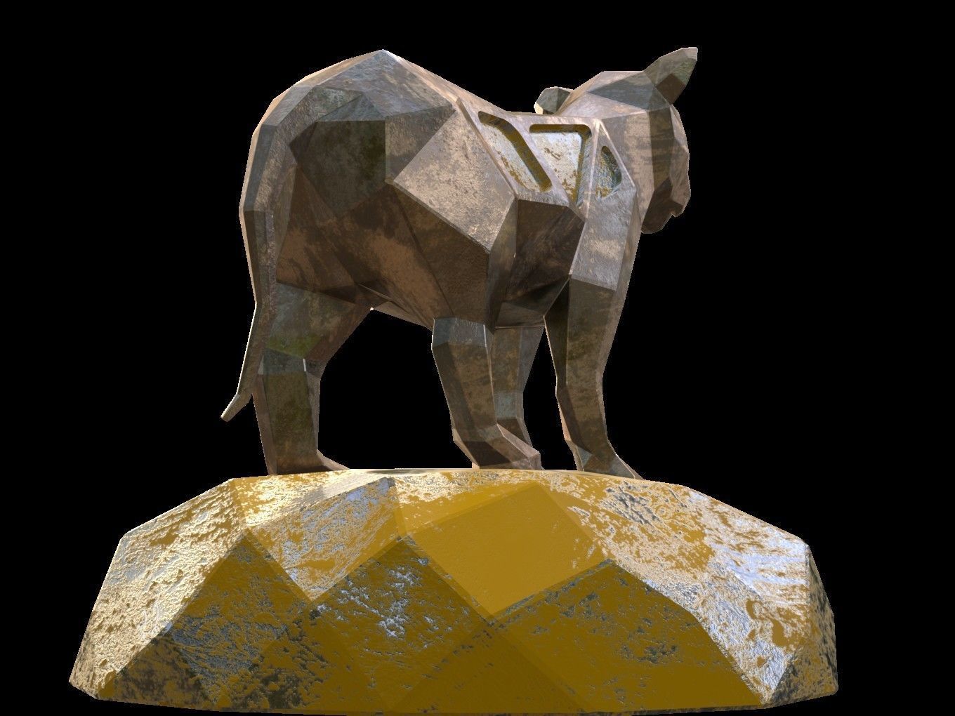 Steampunk Lion Cub Low-poly 3D model_3