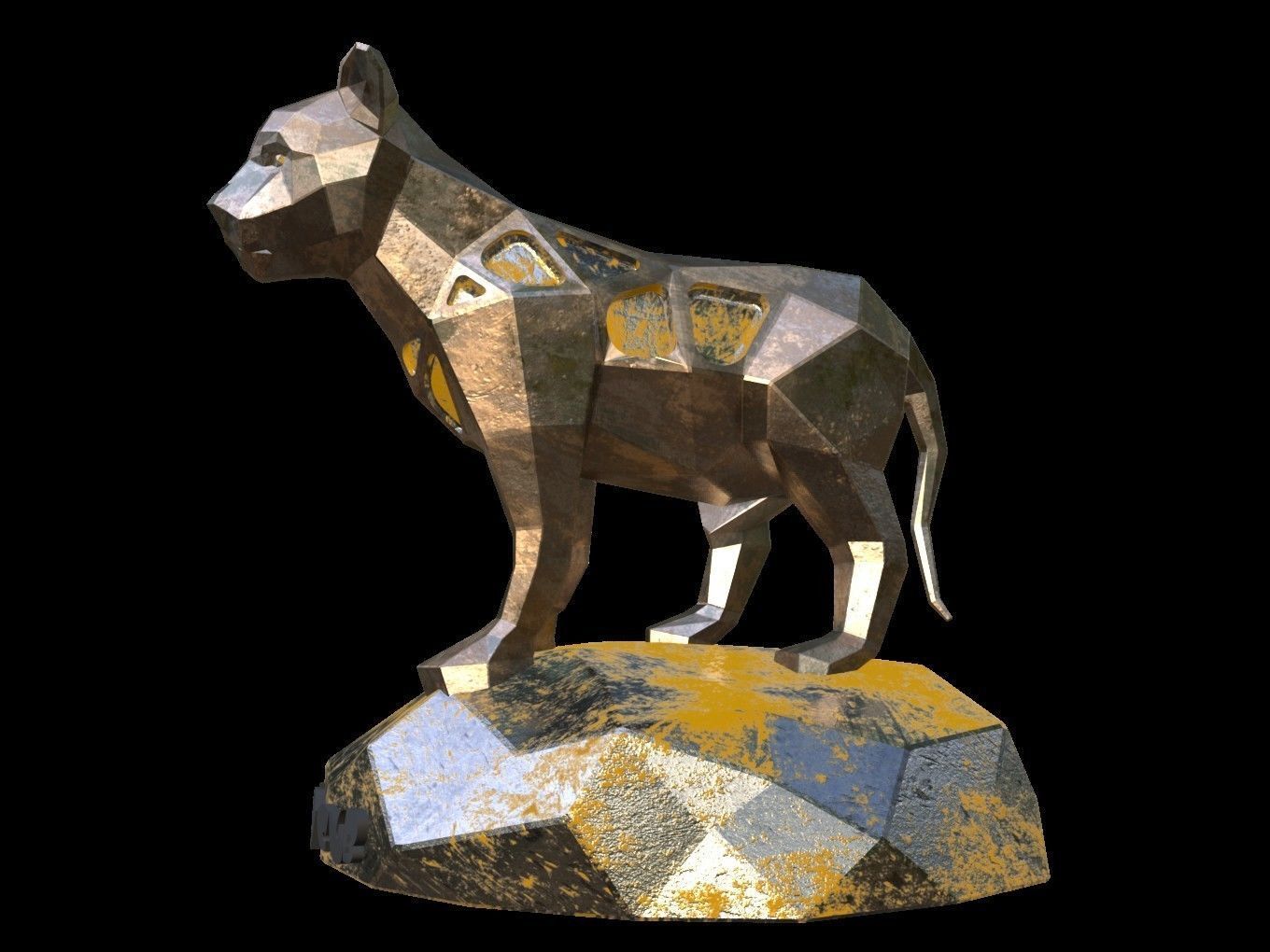 Steampunk Lion Cub Low-poly 3D model_1