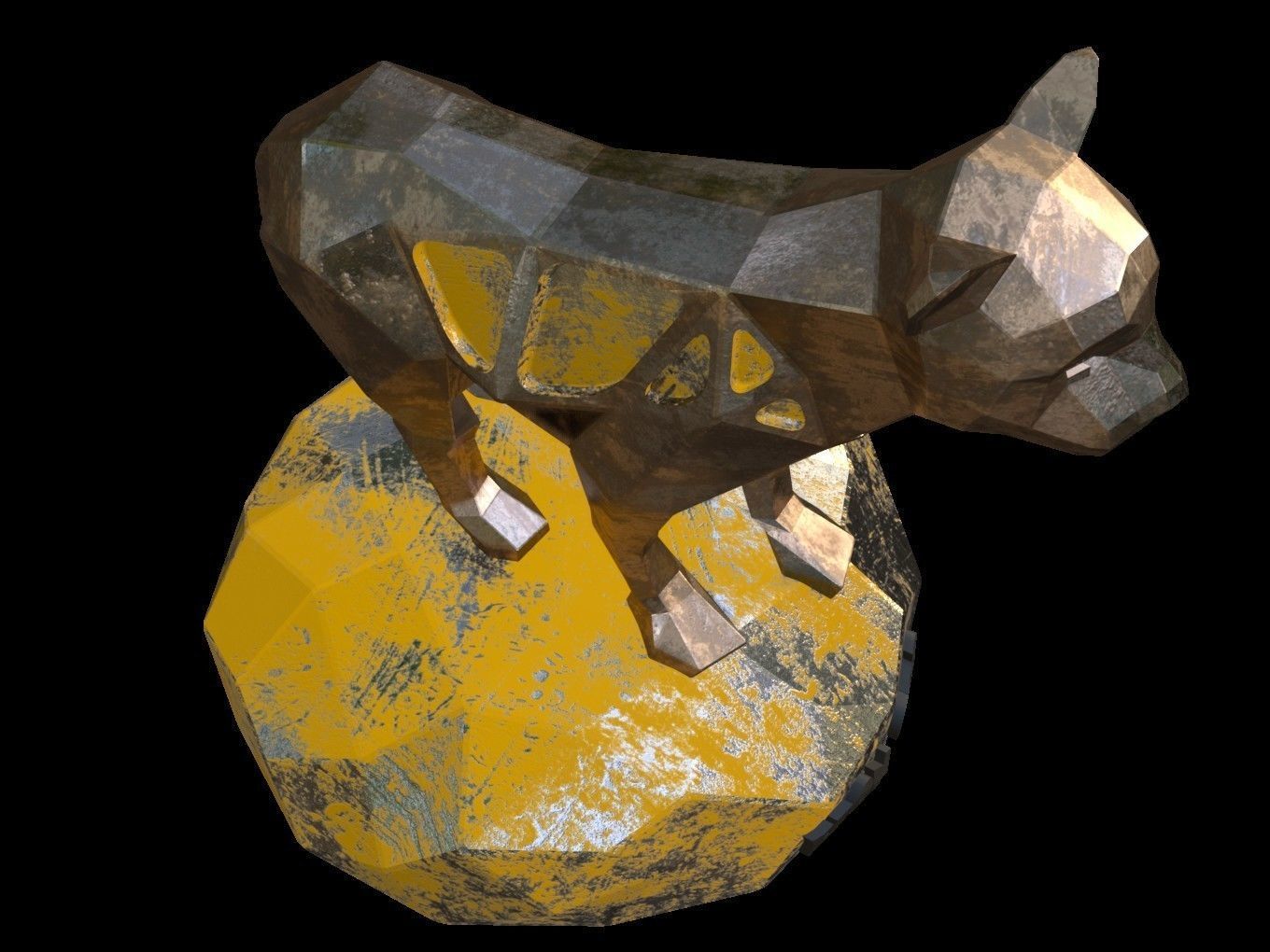 Steampunk Lion Cub Low-poly 3D model_5