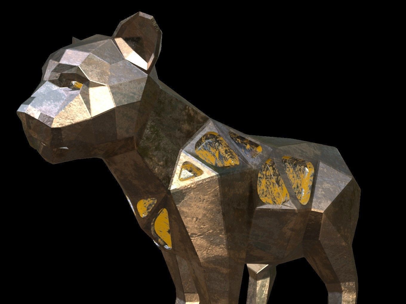 Steampunk Lion Cub Low-poly 3D model_7