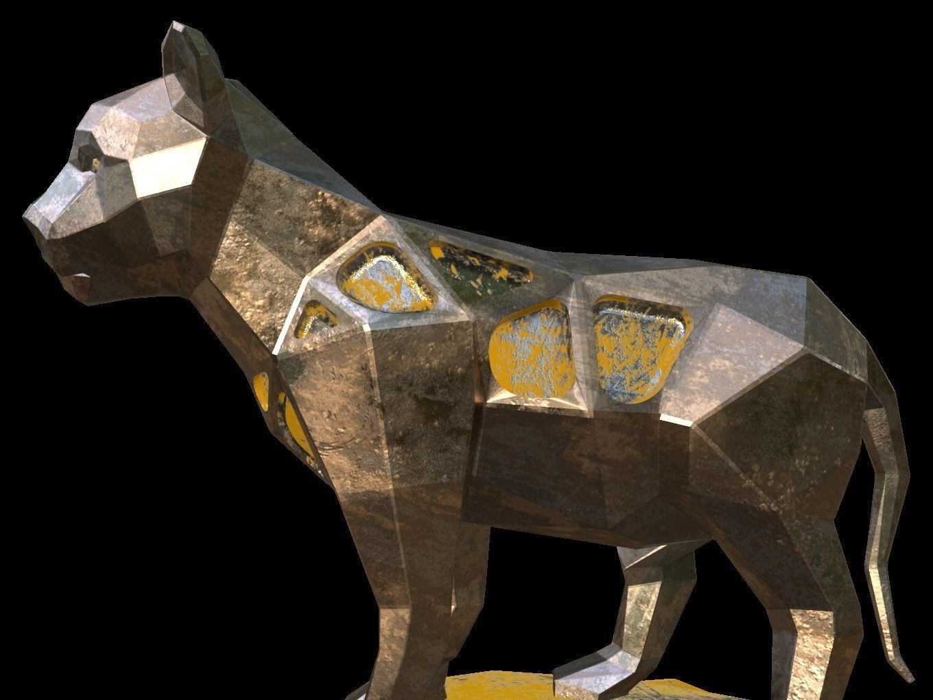 Steampunk Lion Cub Low-poly 3D model_8