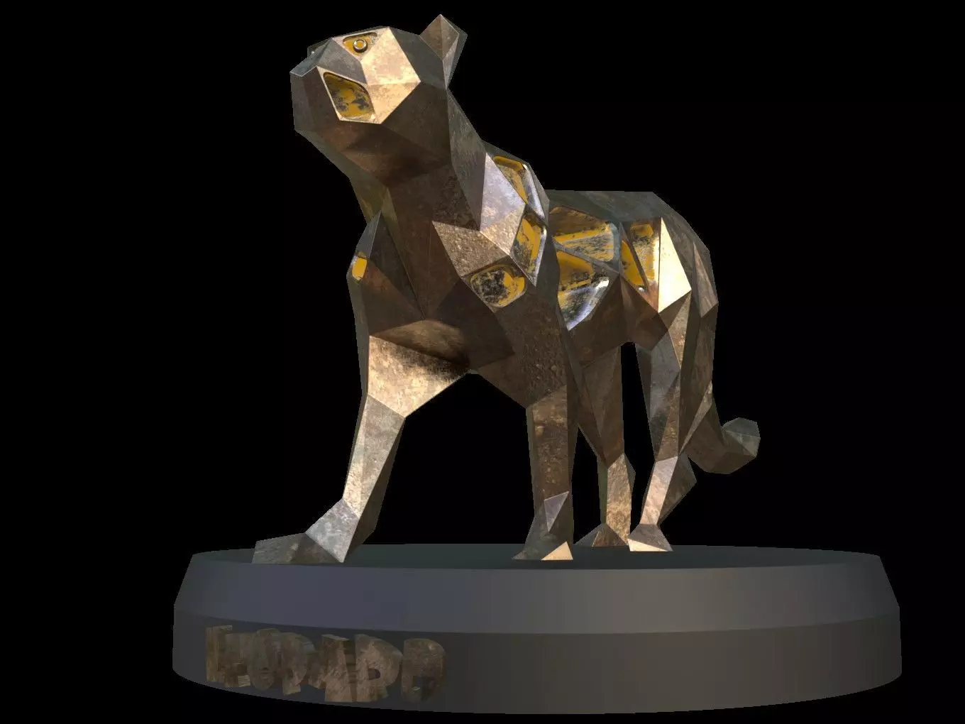 Steampunk Leopard Pose Low-poly 3D model