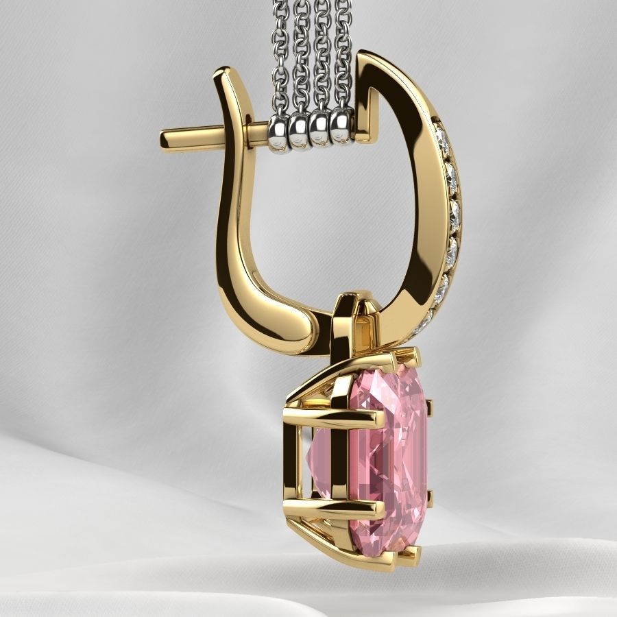 8x8 Emerald Cut Gem Gold Earrings 3D print model_19