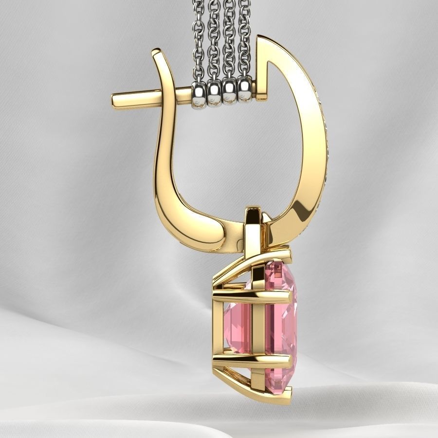 8x8 Emerald Cut Gem Gold Earrings 3D print model_20