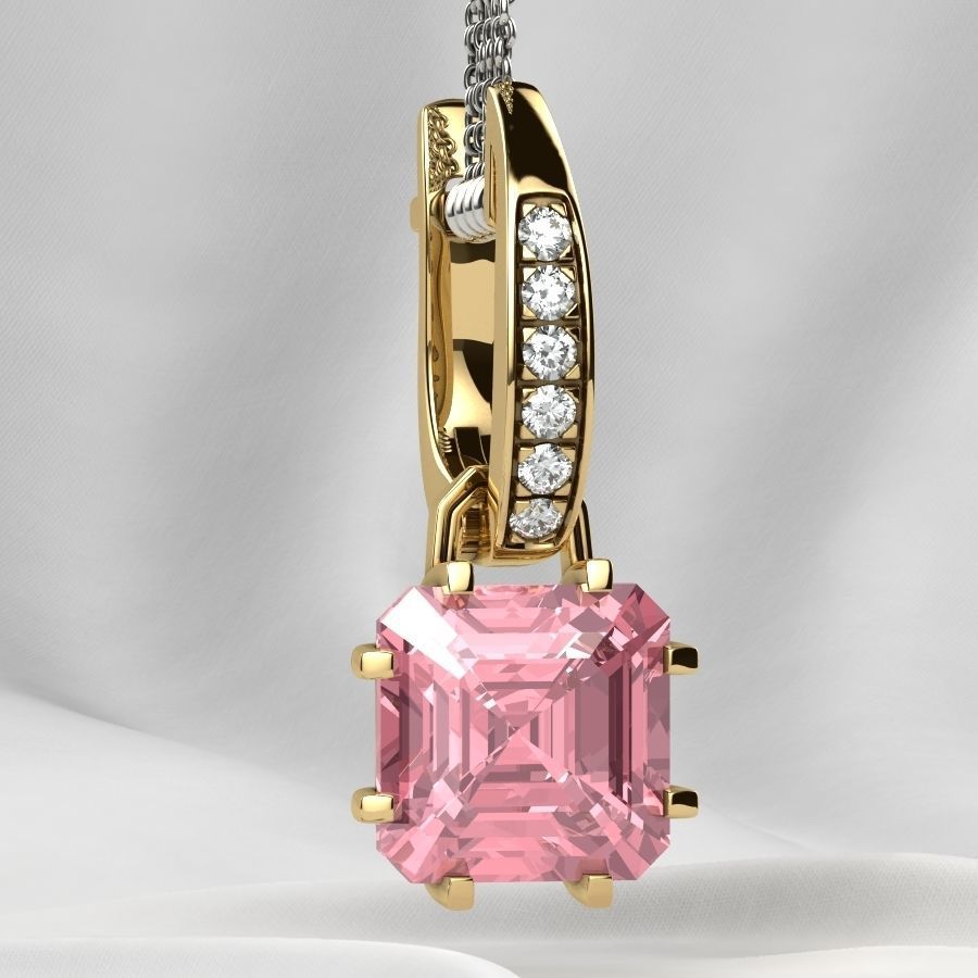 8x8 Emerald Cut Gem Gold Earrings 3D print model_15