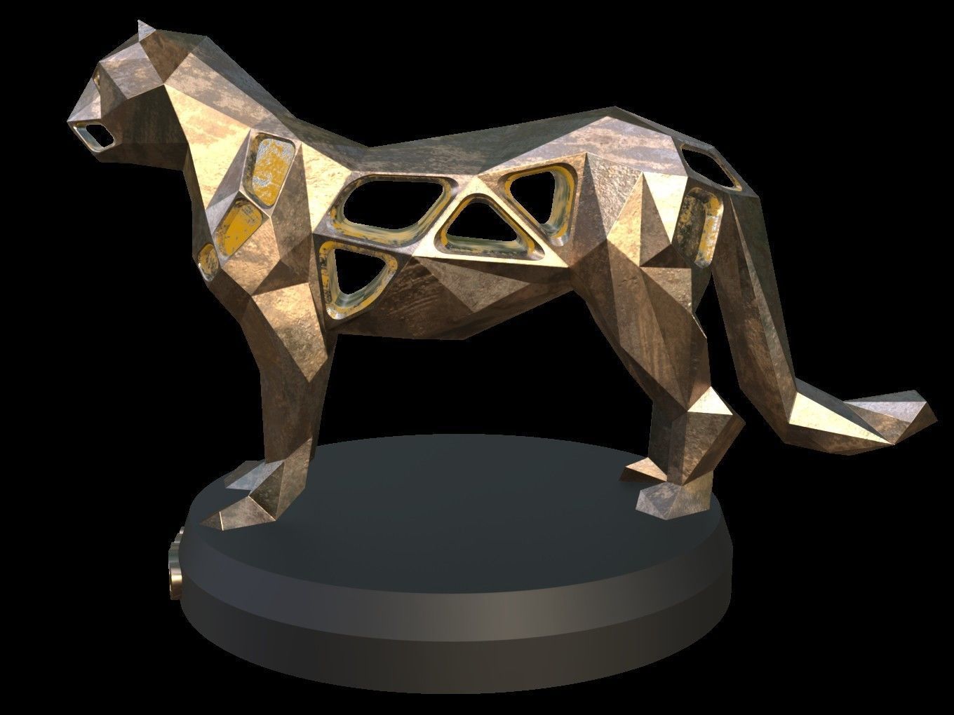 Steampunk Leopard Low-poly 3D model_2