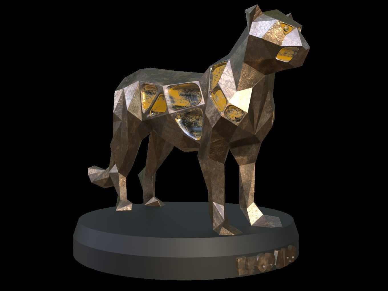 Steampunk Leopard Low-poly 3D model_9