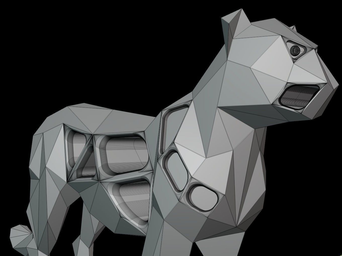 Steampunk Leopard Low-poly 3D model_14