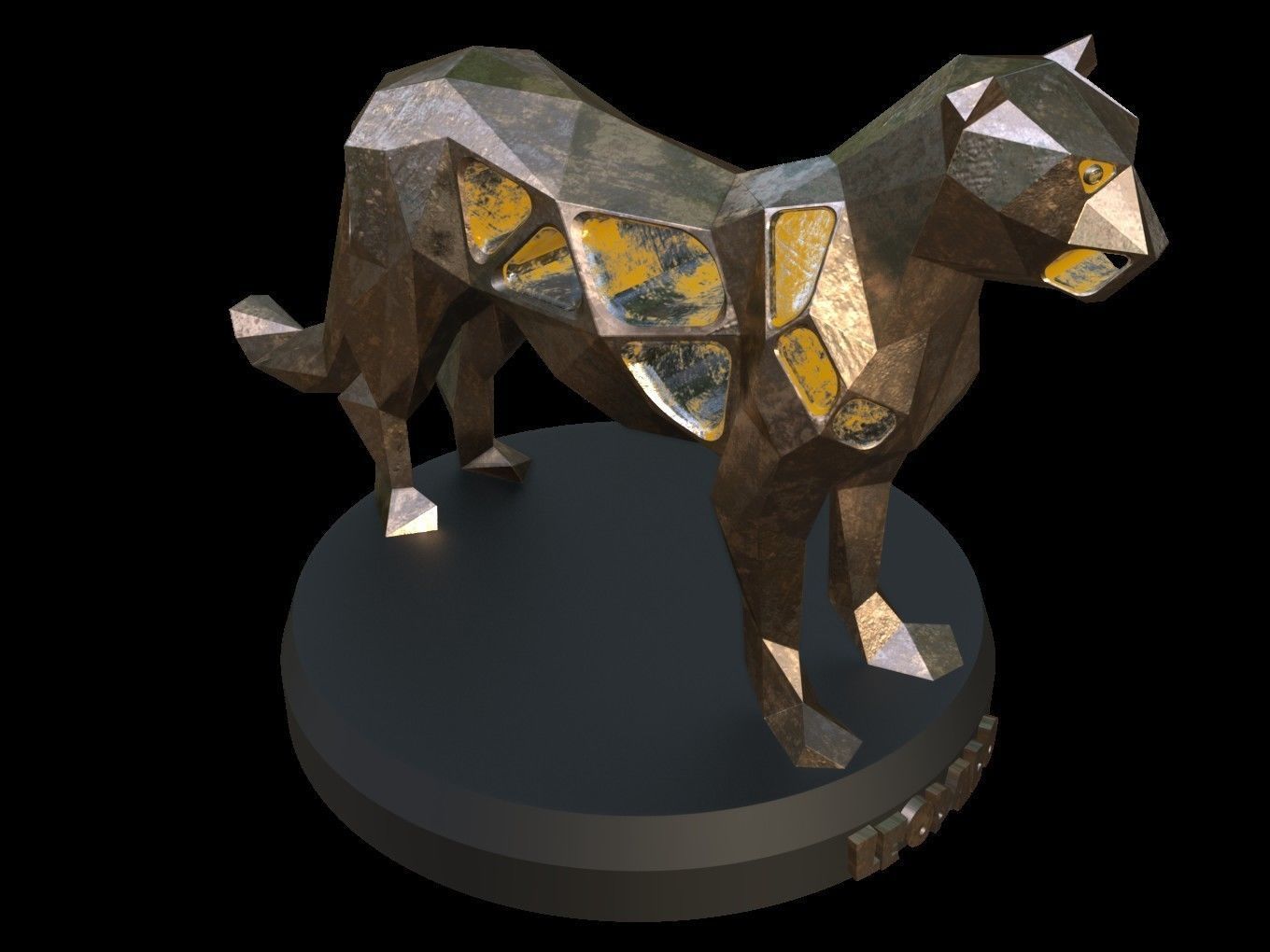 Steampunk Leopard Low-poly 3D model_8