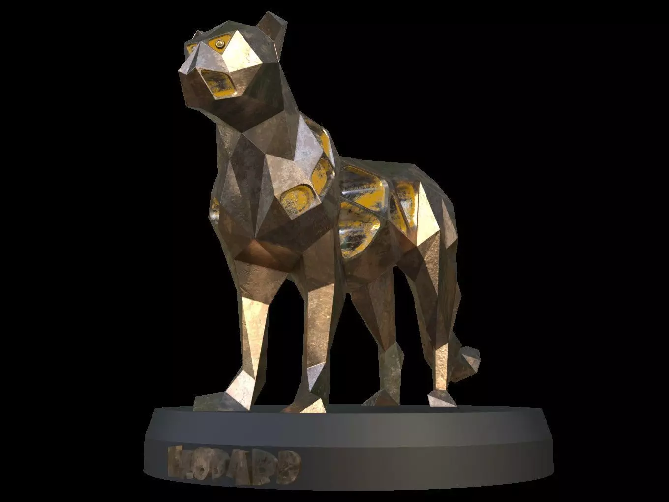 Steampunk Leopard Low-poly 3D model_0