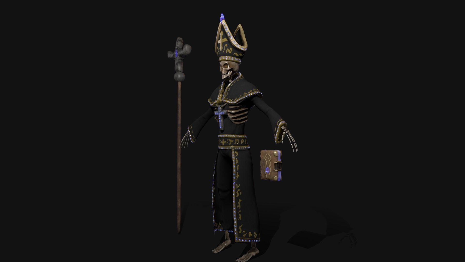 Priest Skeleton Low-poly 3D model_5