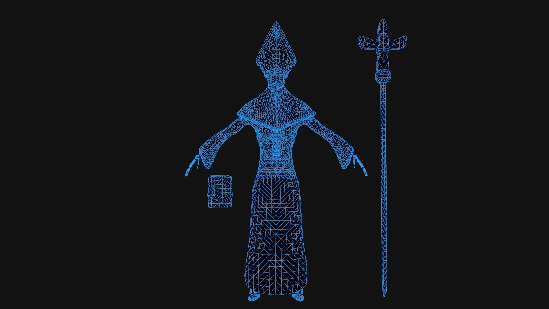 Priest Skeleton Low-poly 3D model_6