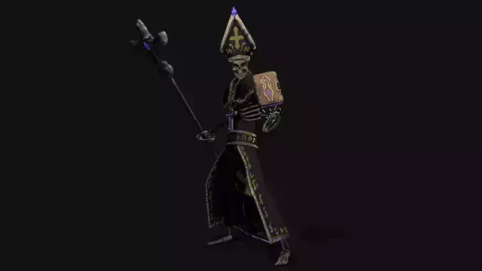 Priest Skeleton Low-poly 3D model