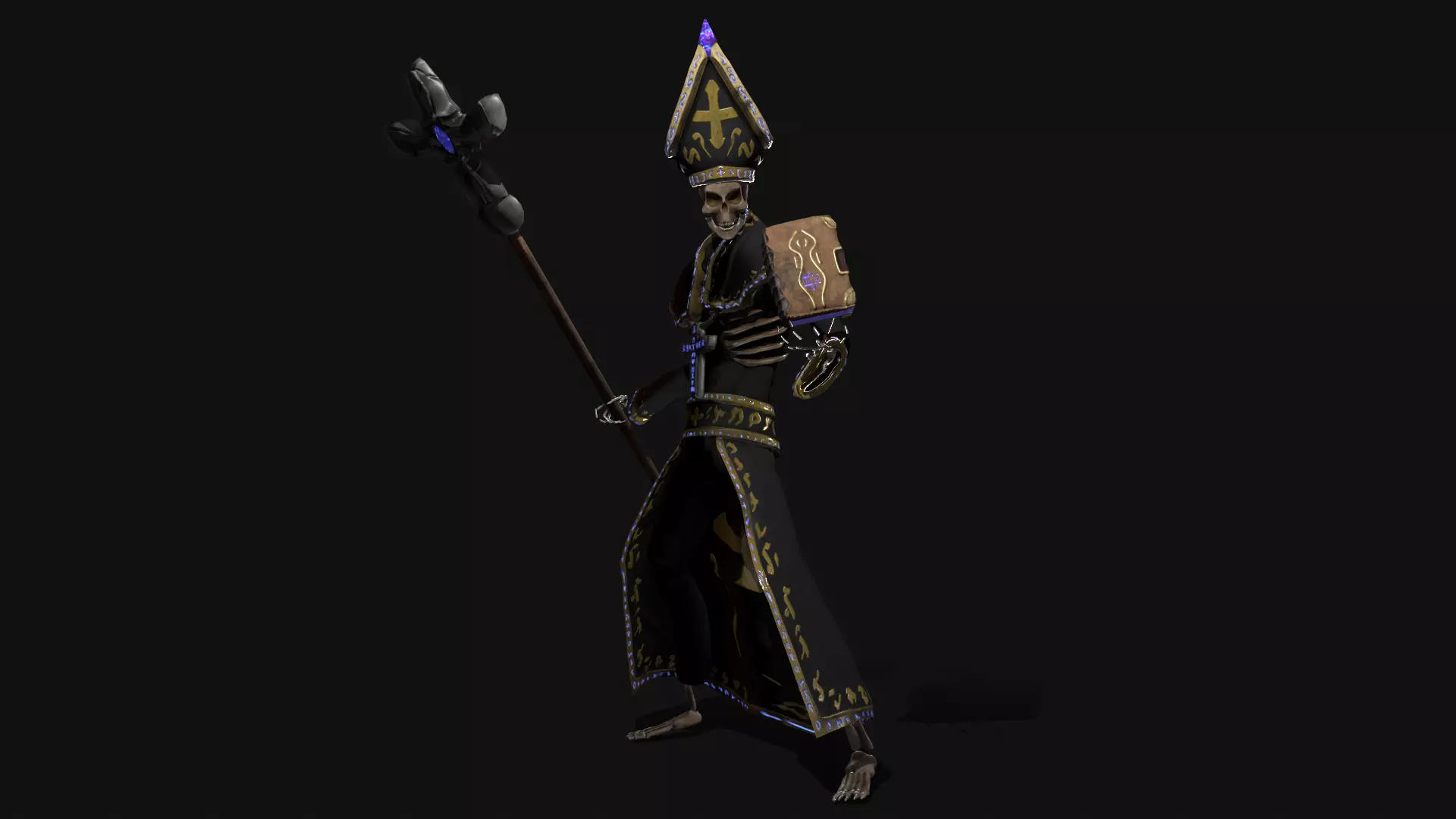 Priest Skeleton Low-poly 3D model_0